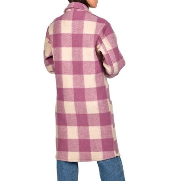 RD Style Pink Cream Plaid Lucy Long Cardigan Coat Small - Picture 3 of 4